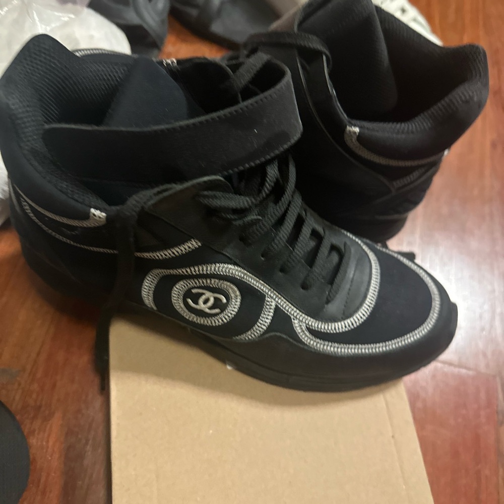 Chanel Black High-Top Sneakers